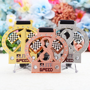 Nuove medaglie d'oro argento rame auto da corsa sport in metallo in lega di zinco cavo taglio medalle fabbrica medaglia personalizzata con strass - Product Image 2