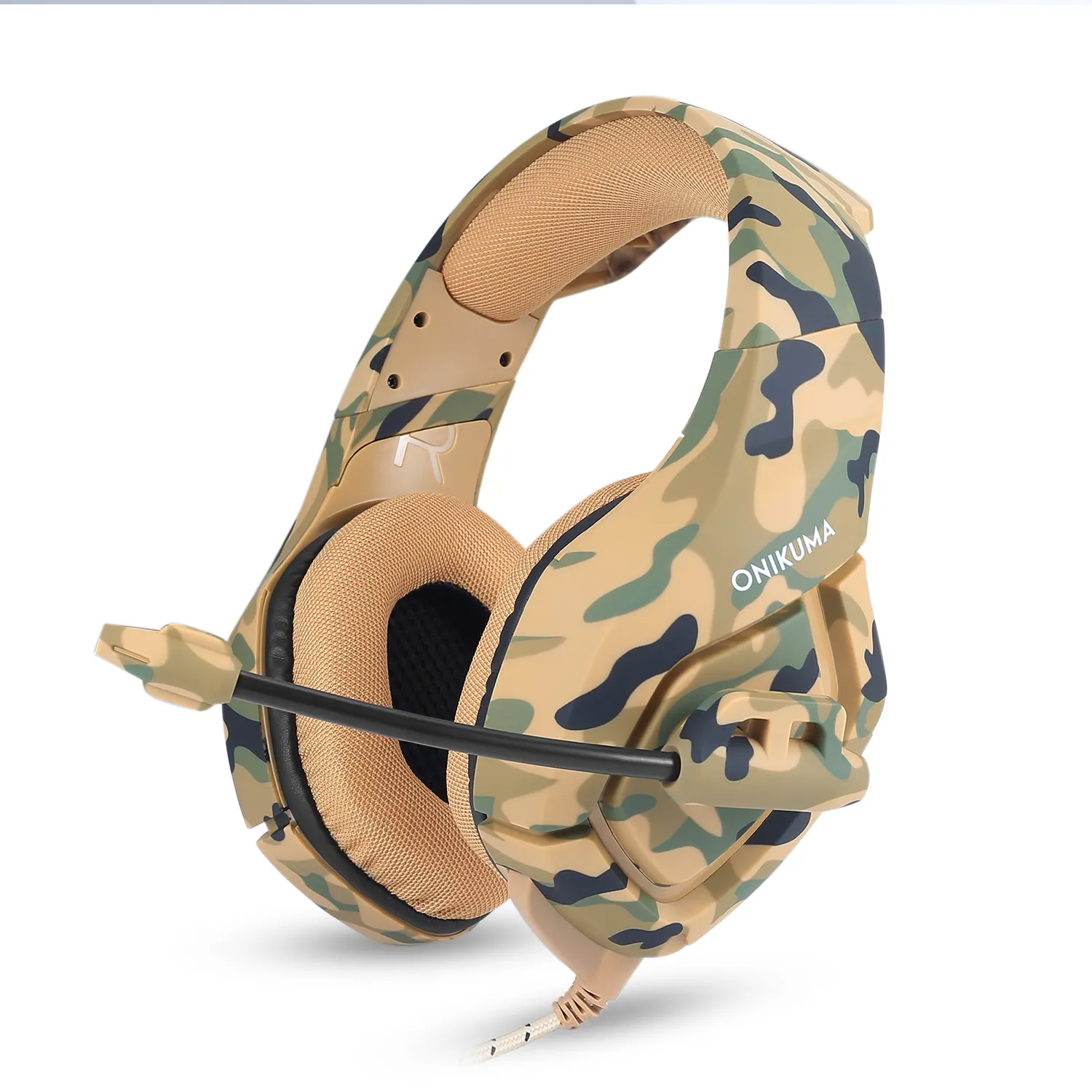 Overseas warehouse Onikuma K1-B wired noise-cancelling headphones with mic game headphones rgb pc camouflage gaming headset