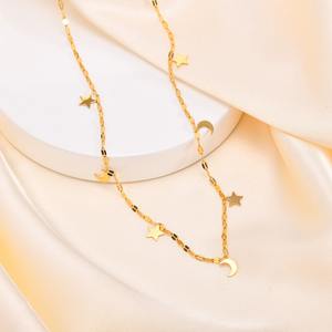 थोक फैशन स्टेनलेस स्टील चंद्रमा और सितारों के पेलेंट हार वाटरप्रूफ गहने सोना 18k - Product Image 2