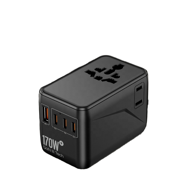 Worldplug 170W GaN 2AC PD QC 4.0+ Multi-Port Fast Charge Adapter for Laptop Camera Worldwide Universal Travel Power QC3.0