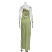 Nouvelle robe d'été 2025, verte, ajustée, à col halter, sans manches, dos nu, robes de soirée, vestidos casuales de verano para mujeres largo