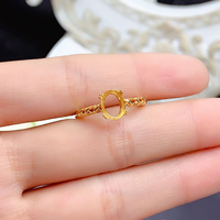 Großhandel 18K vergoldeter 925er Sterlingsilber ovaler Edelsteinring mit leerer Krappenfassung ohne Hauptstein für DIY-Schmuck