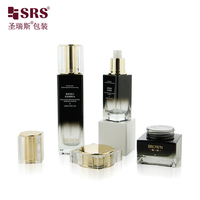 Emballages de produits de soin de la peau en verre de forme carrée, flacons de lotion à dégradé de 40 ml et 100 ml