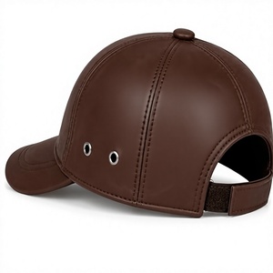 Casquette de baseball en cuir PU marron à 6 panneaux avec sangle réglable, style décontracté pour adultes, unisexe, à porter en toutes saisons - Product Image 6