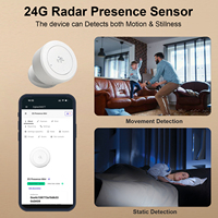 Sensor de Presencia Humana Zigbee, Detector de Movimiento por Radar de Onda Milimétrica de 24G, Sensor de Luminosidad, Temperatura y Humedad para Tuya Home Assistant Zigbee2MQTT