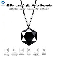Collier pendentif M6, enregistreur vocal numérique, format WAV, enregistrement temporisé USB, 4-64 Go, mini enregistreur audio ABS, horodatage, LED
