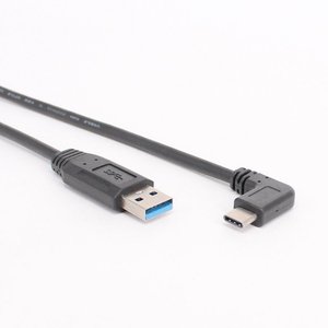 สายดาต้า USB3.0 แบบ A Male to Type C หัวงอขวา สำหรับโทรศัพท์มือถือ ชาร์จเร็ว สายทองแดงบริสุทธิ์ หุ้มฉนวน PVC สายข้อศอก - Product Image 2
