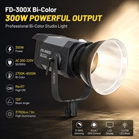 Projecteur vidéo LED COB bicolore FD-300X 300W, contrôle par application, CRI élevé Ra97, 2700K-6500K réglable, gradation 0-100%, écran LCD, aluminium