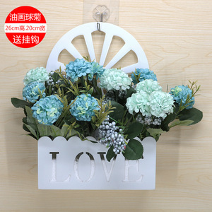 Cesto Decorativo da Parete con Fiori Artificiali, Accessori per la Casa, Ornamenti Semplici per Soggiorno, Vasi in Plastica con Fiori Finti, Idea Regalo - Product Image 3