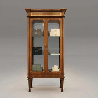 Table de présentation de bijoux de style chinois traditionnel, vitrine, comptoir, armoire, laqué bleu, MDF, acier inoxydable, OEM/ODM