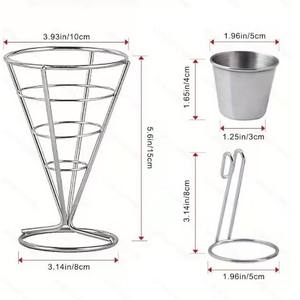 Panier conique en fer forgé transfrontalier, diamètre 10 cm, hauteur 15 cm, récipient alimentaire durable pour usage en restaurant - Product Image 1