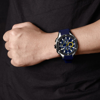Montres chronographes à quartz pour hommes MEGIR 2053, montres-bracelets en silicone pour hommes, étanches, lumineuses, cadeaux, montres-bracelets, produits en vente chaude