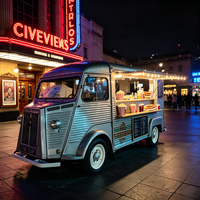 Remolque de Comida Eléctrico Retro Personalizado Citroën con Equipo Comercial de Máquina de Palomitas Eléctrica para Cine Broadway