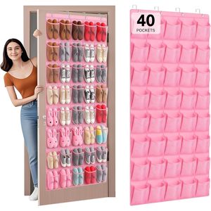 40 Pocket Over Door <b>Shoe</b> Organizer Mesh Hanging Storage Holder For <b>Shoes</b> Behind Door Space Saver - Product Image 1