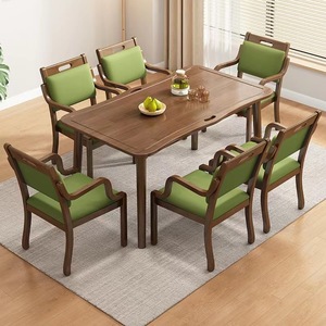 Ensemble table et chaises en bois massif 6 pièces, durable, pour personnes âgées, salle à manger - Product Image 3