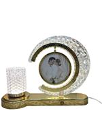 Lampe de table créative avec cadre photo, décor photo, souvenir de mariage, base en métal doré électroplaqué, logo personnalisé