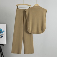 Nouvel ensemble d'été tendance : Gilet sans manches couleur unie et pantalon large pour femme (2 pièces)