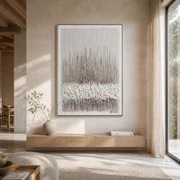 Peinture sur toile abstraite moderne encadrée en tissu blanc, technique mixte, décoration murale pour la maison