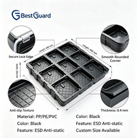 Bandejas de Plástico PET Rectangulares Antiestáticas ESD Personalizadas Best Guard (1 mm de Grosor) para Electrónica de Consumo, Reciclables, Tipo Concha