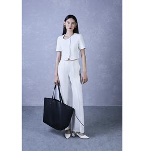 Pantalon élégant anti-rides à fente avant, coupe droite, en twill de laine peignée vietnamienne (mélange polyester (polyester + élasthanne)) KQ20 - Product Image 3