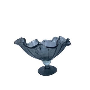 Ammaro-centro de mesa de cristal italiano, centro de mesa de cristal italiano de calidad superior, color humo transparente con cristal de pie alto - Product Image 1