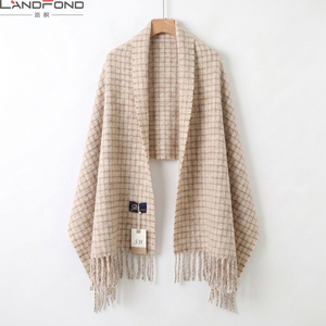Écharpe pour femme Landfond, nouvelle collection coréenne à motif <span class=keywords><strong>pied</strong></span>-<span class=keywords><strong>de</strong></span>-<span class=keywords><strong>poule</strong></span>, châle long <span class=keywords><strong>de</strong></span> luxe en polyester respirant imprimé, étole chaude pour l'hiver - Product Image 5
