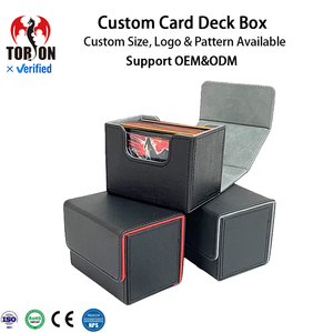   Boîte de rangement pour cartes de jeu de société PU Business Trading Game Deck Box, capacité 80+ cartes, durable, personnalisée, avec couvercle magnétique pour Commander TCG Yu-Gi-Oh - Product Image 1