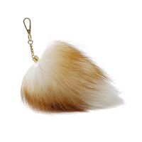 Véritable fourrure de renard queue voiture porte-clés fourrure en peluche pendentif rouge noir et blanc dégradé porte-clés