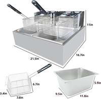 Panier de friteuse avec passoire, température réglable, parfait pour le poulet frit, les crevettes, les frites et plus encore, en acier inoxydable
