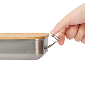 Contenitore per il pranzo in acciaio inossidabile ecologico con clip di sicurezza, coperchio in bambù, a tenuta stagna, per casa, ufficio e viaggi - Product Image 2