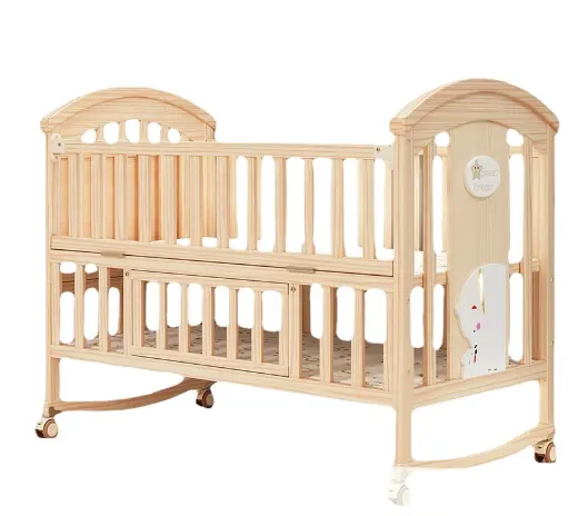 Tempat tidur bayi, bahan kayu padat Modern untuk kamar tidur ruang tamu tempat makan untuk bayi dan anak