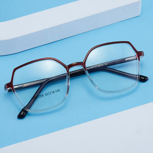 Montures de lunettes géométriques Tr90 52-18-140, protection anti-lumière bleue, monture complète unisexe, branches à ressort en acétate, design à motifs - Product Image 4