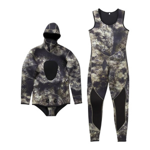 ชุดดำน้ำสำหรับผู้ชายแบบขายส่ง ขนาด 5 มม. พร้อมฮู้ด ชุดดำน้ำลายพรางนีโอพรีน กางเกงและเสื้อฮู้ด ชุดเว็ทสูทแบบเปิดเซลล์ 7 มม. - Product Image 5