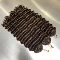 12A # Extensions de cheveux vietnamiens brun foncé à ondulations profondes, pré-bouclées, tresses au crochet sans nœuds, cheveux vierges pour femmes noires