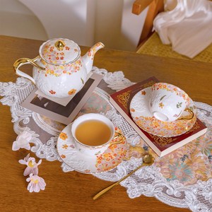 Vintage Ceramic <b>Tea</b> <b>Set</b> with Floral Embossed Design for Afternoon <b>Tea</b> - Product Image 5