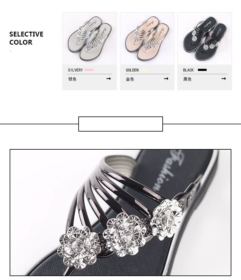 New Design Flat Sandals Shoes Rhinestones Slides Shoes Ladies PVC Sandals Slippers for Women