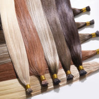 Extensions de cheveux en kératine naturelle brune, cuticules alignées, pré-collées, extensions de cheveux I-Tip, couleur blonde balayage