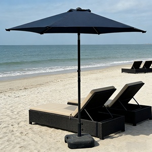 <span class=keywords><strong>Sombrilla</strong></span> de Patio Plegable Moderna de 2.3m, Impermeable, Color Azul Marino, con Manivela, Estructura de Hierro, 6 Varillas, Resistente a los Rayos UV, para Jardín, Hotel - Product Image 3