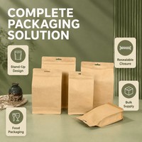 Sachet Doypack Kraft refermable avec fenêtre, de qualité alimentaire, pour l'emballage de fruits secs, noix, snacks, gâteaux et salades