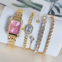 Nouvel Ensemble Montre et Bracelet de Luxe pour Femme en Acier Inoxydable, Tendance, Simple, Carré, à Quartz et Étanche