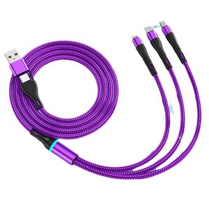 Câble de données à charge rapide, 1.2M, 2 à 3 ports, avec USB C, Lightning, Micro Usb, Type C, pour Apple, Android, Huawei, Xiaomi - Product Image 3