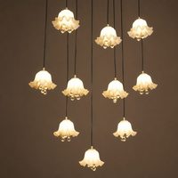 Set Lampu Gantung Bunga untuk Dekorasi Acara Pernikahan, Bertenaga DC, Cahaya Putih Hangat/Putih, Detail Manik-Manik Transparan