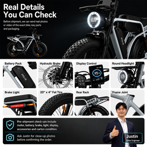 Bicicleta eléctrica utilitaria M9 20 X 4.0 con motor trasero, batería dual, cesta, portaequipajes, diseño de dos asientos, bicicleta versátil. - Product Image 4