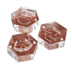 Custom Keepsake Gifts Magnetic Acrylic Box Wedding Engagement Personalized Hexagon Acrylic Ring Box