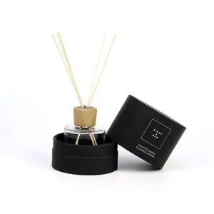 Custom black rotonda imballaggio rigido reed diffusore cilindro scatola di casa candela profumata supporto cilindro tubo di carta