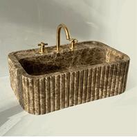 Vasque de salle de bain rectangulaire en marbre naturel, design de luxe léger, personnalisable, sans trou, pour hôpital, appartement, chambre à coucher