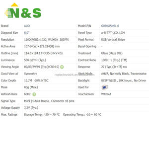 G080UAN01.0 Módulo LCD Resistente de 8.0 Pulgadas para Dispositivos Portátiles Industriales, Original en Stock - Product Image 2