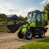 Traktor Backhoe OEM 4x4 Kompak dengan Kabin Tertutup, Warna Sesuai Pesanan untuk Distributor Grosir