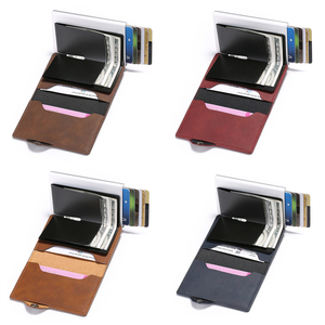 Portacarte di Credito da Uomo in Alluminio RFID, Portafoglio Vintage in Pelle con Fermasoldi - Product Image 4