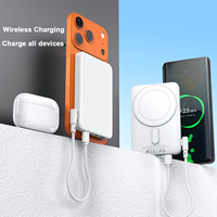 Batterie externe magnétique ultra-fine 10000mAh, charge rapide avec câble, batteries externes sans fil pour téléphone